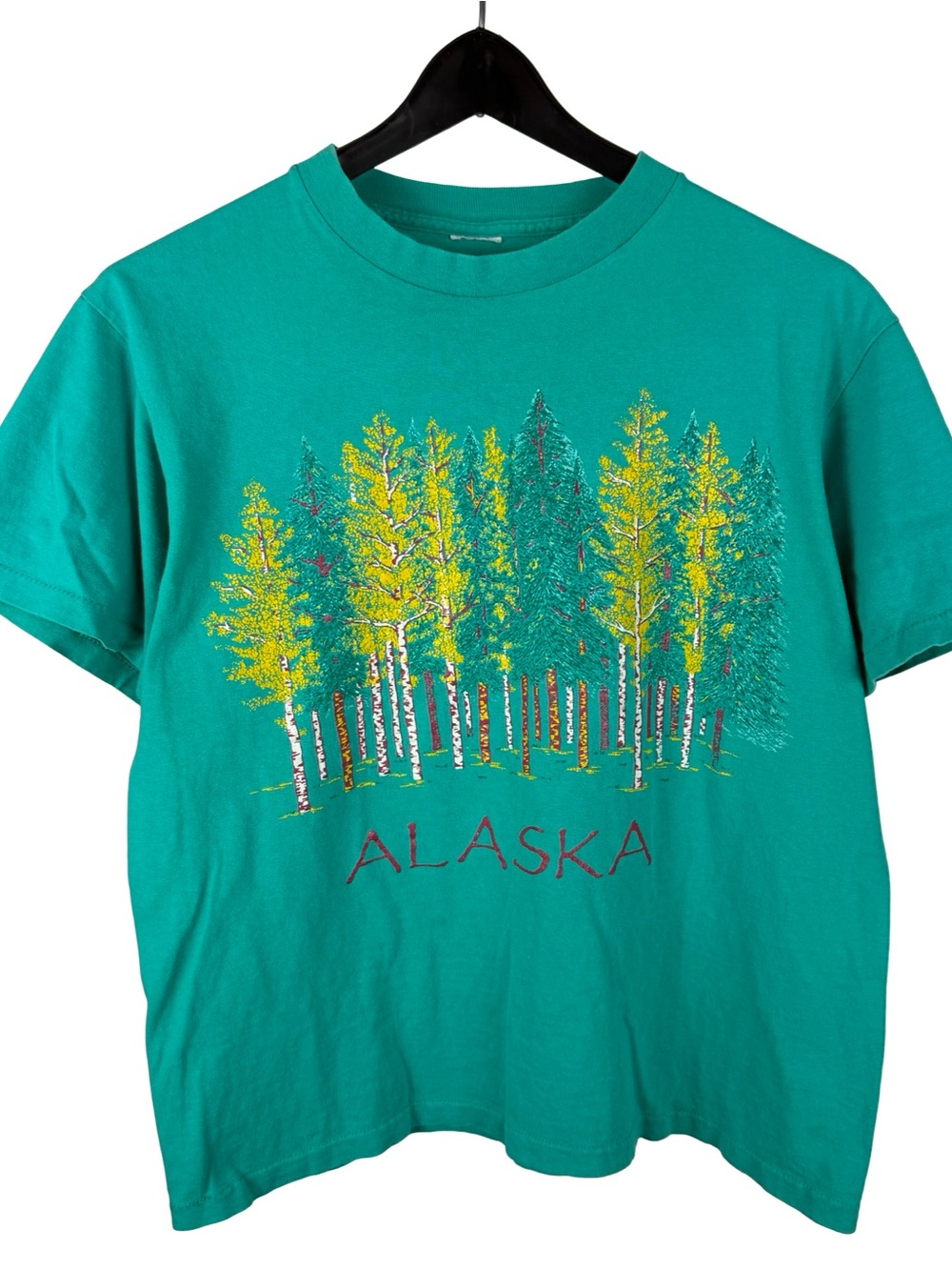 Vintage 90s Alaska Single Stitch Forest Nature Tourist Graphic Shirt Size S